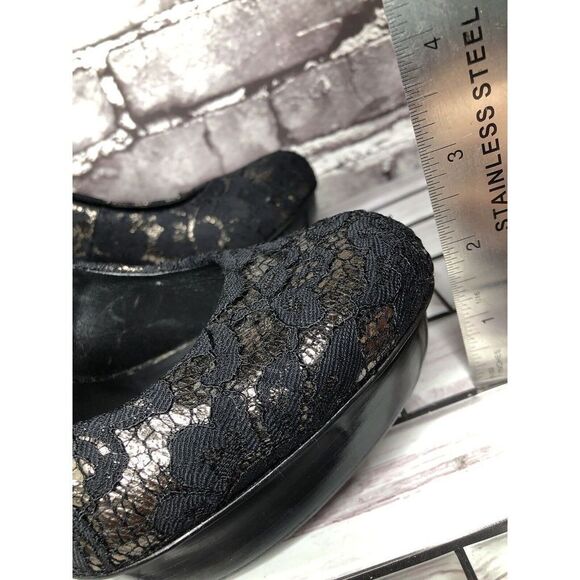 Tory Burch Black Leather Floral Fabric Platform Stiletto High Heels Women Sz 8M - Picture 5 of 16